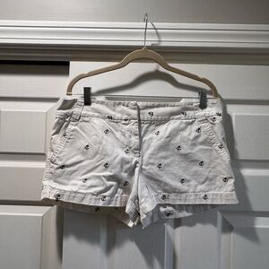 J. Crew White Anchor Print Women Shorts city fit chino!